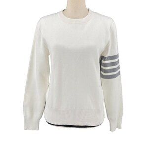 NEW Thom Browne Cotton Crepe Pullover Sweater Size 0 Mens XS White Gray